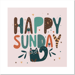 Happy Sunday Cat Posters and Art